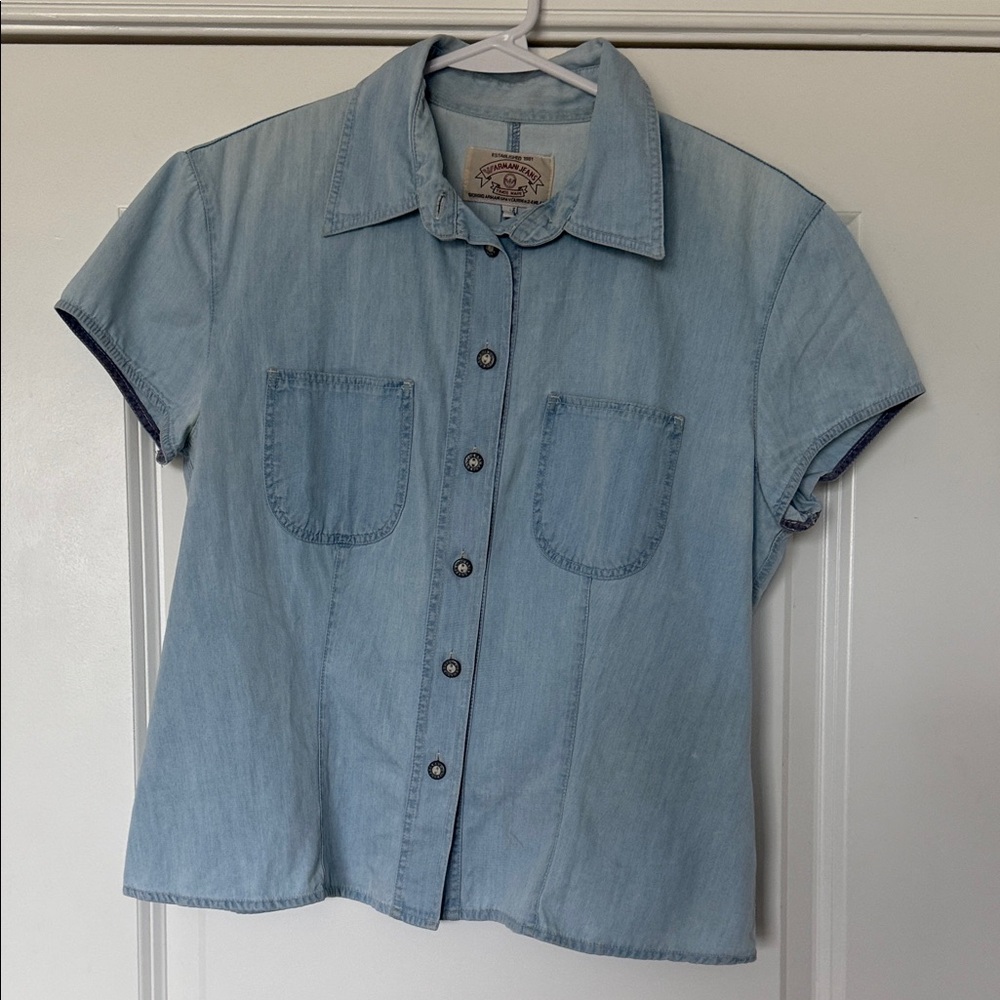 Armani jeans blue button up women’s top